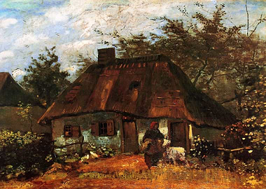 cottage and woman 1885