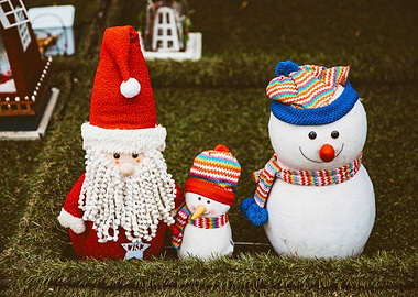 Santa clause and snow man