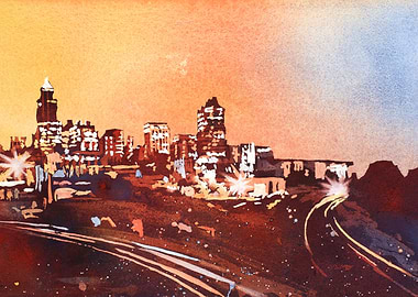 Raleigh skyline NC artwork