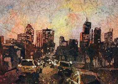 Raleigh skyline NC artwork