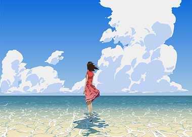 Woman standing on the sea