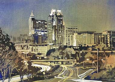 Raleigh skyline NC artwork