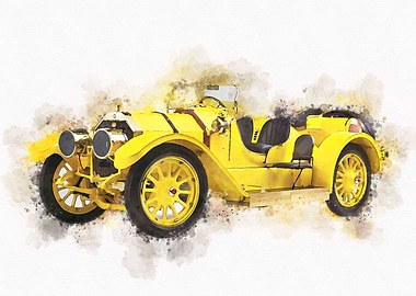 Yellow Black Vintage car