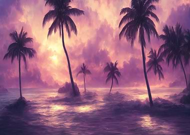 calm palm tree beach