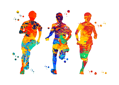 Watercolors Running boys