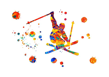 Watercolors Freeride Skier