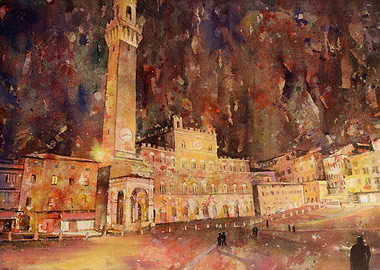 Piazza Sunset Italy Siena