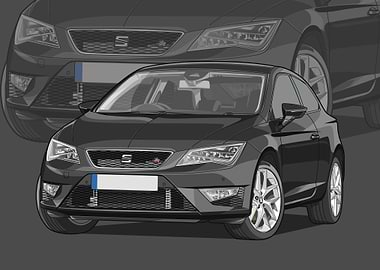 seat leon fr black poster