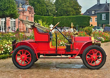 Red Oldtimer and Castle
