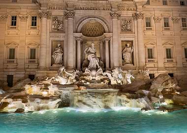 Trevi Fountain At Night