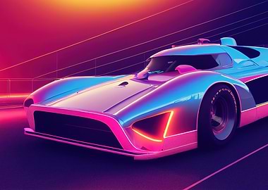 Retrowave Neon Car Front