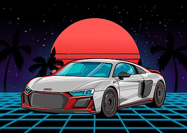 Audi R8 retrowave