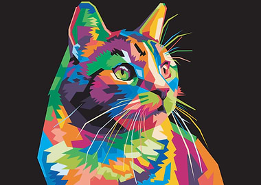 Colorful cat head style