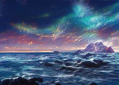 Blue light above water