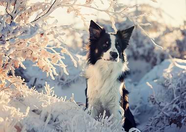 Border collie in winter
