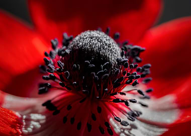 Red anemone flower, macro