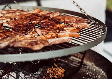 Barbeque meat on a grill