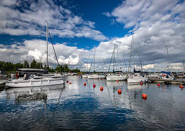 Marina,sky, lake, Poland