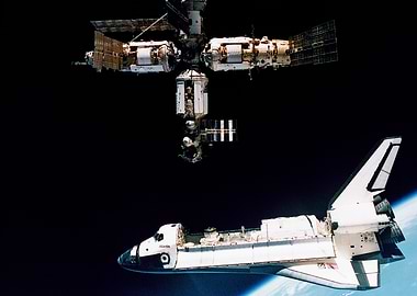 Shuttle docked to Mir