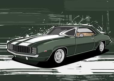 Car with grunge background