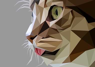 Brown Cat in Low Poly