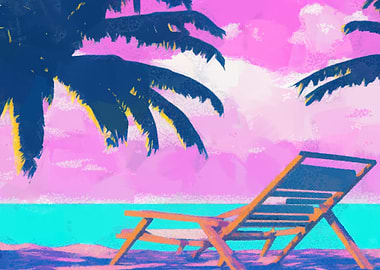 Vaporwave beach