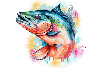 Colorful Salmon Painting