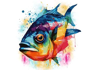 Watercolor Piranha