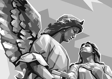 Grayscale Angelus Statue 2