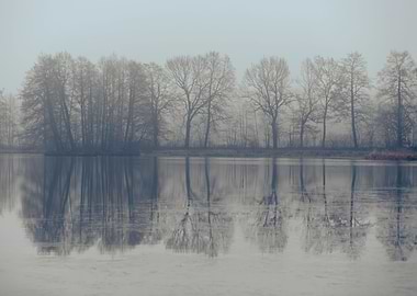 Autumn reflections on lake