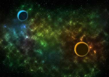 Planets floating in space