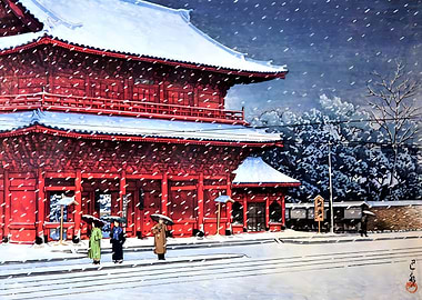 Snow over Zojoji Temple