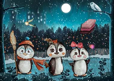christmas cute penguins