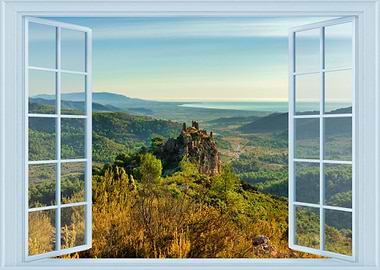 Open window mountains view