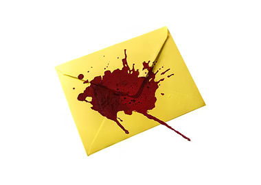 Letter covered blood splat