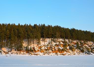 Moon in the blue sky
