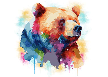 Watercolor Grizzly Bear