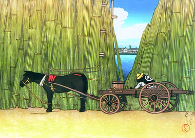 Ukiyo e Komagata Riverbank