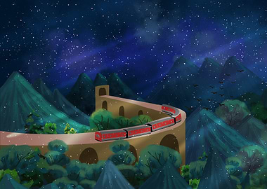 Train Bridge at night