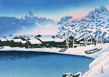 Ukiyo e Winter Morning Sun