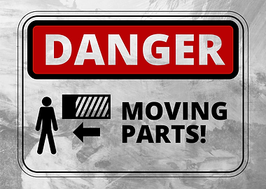 moving parts warning sign