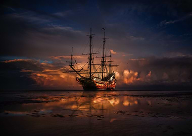 Galleon on the sea