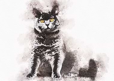 Vintage Cat Watercolor