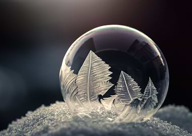 Soap bubble frozen