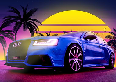 Synthwave Audi Car