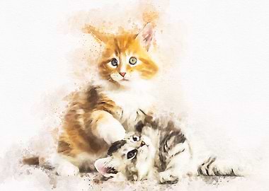 Watercolor Cat Cute