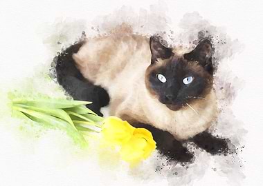Cute Cat Watercolor