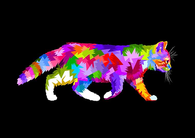 Walking cat on pop art