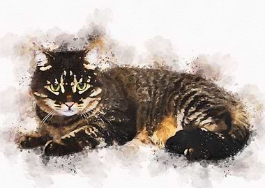 Cute Cat Watercolor