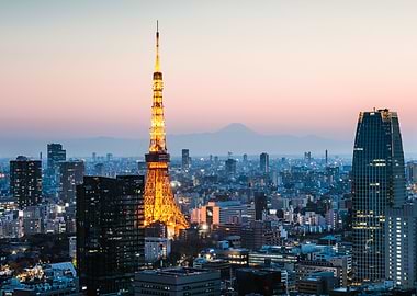 Tokyo tower and mt Fuji